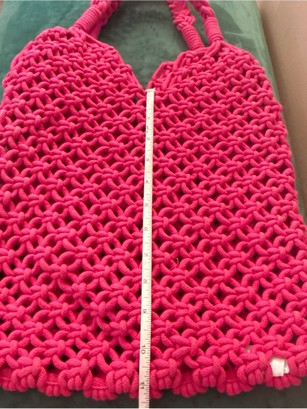 J. Crew Hot Pink Rope Macramé Tote Bag - Picture 5 of 8